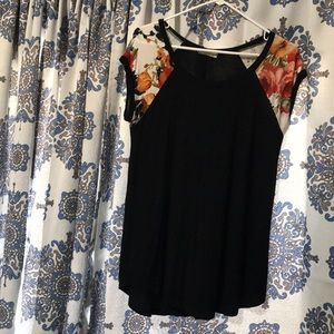 Black top with flower sleeves